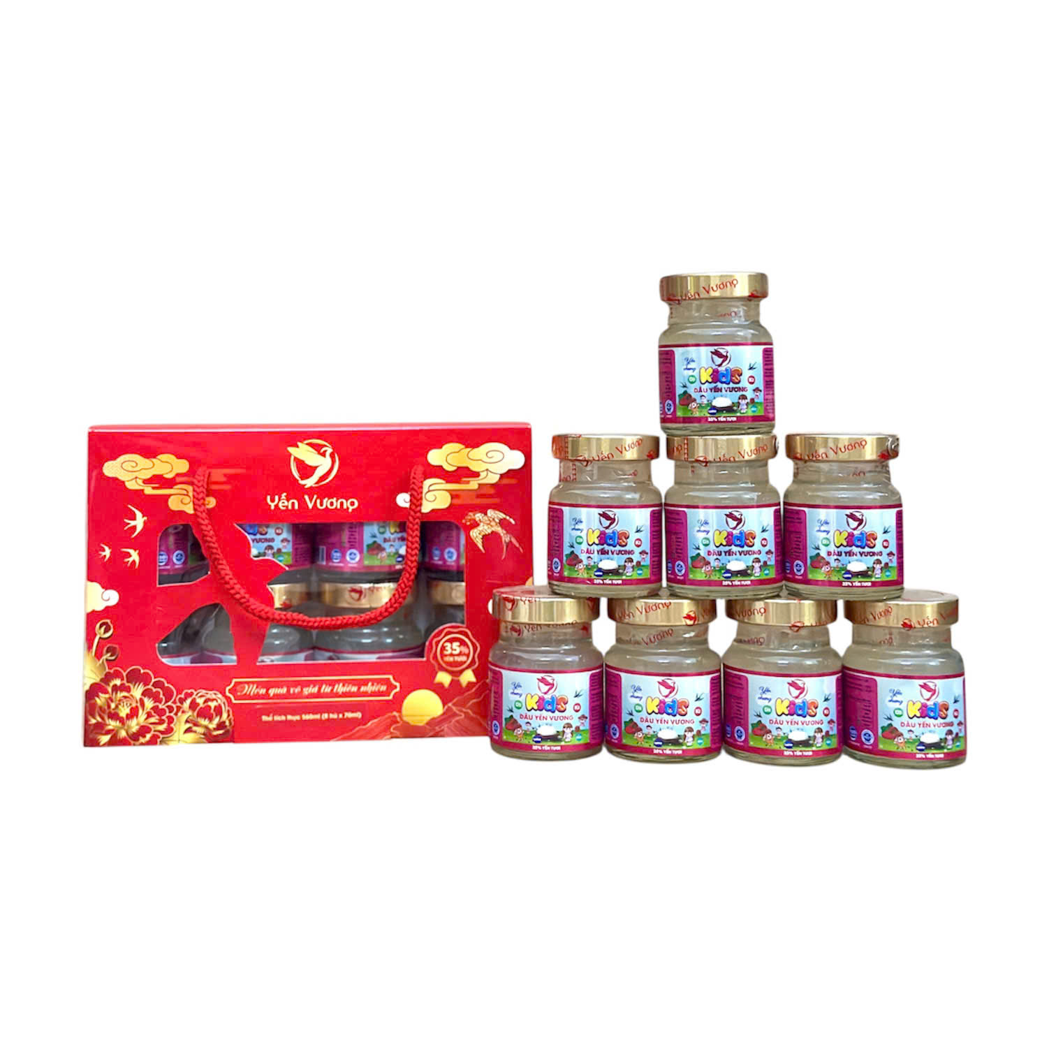 Lốc 8 hũ yến Vương 70ml Kids Dâu